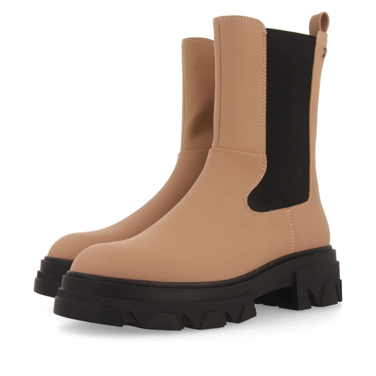 GIOSEPPO Kaki Chelsea type ankle boot with rubber elastics and Track Floor for Women mullerthal, nude, 7 UK