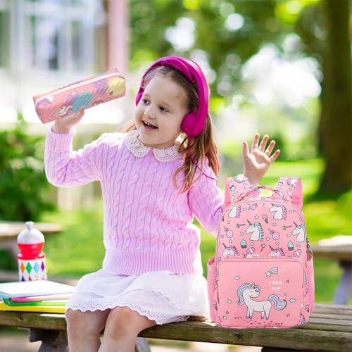 Unicorn Kids Backpack, 2PCS Unicorn Schoolbag Pencil Case Rucksack Toddler Daypack Cartoon School Backpack Large Capacity Rucksack Adjustable Nursery Daypack Waterproof Lightweight Book Bag for Girls - Image 5