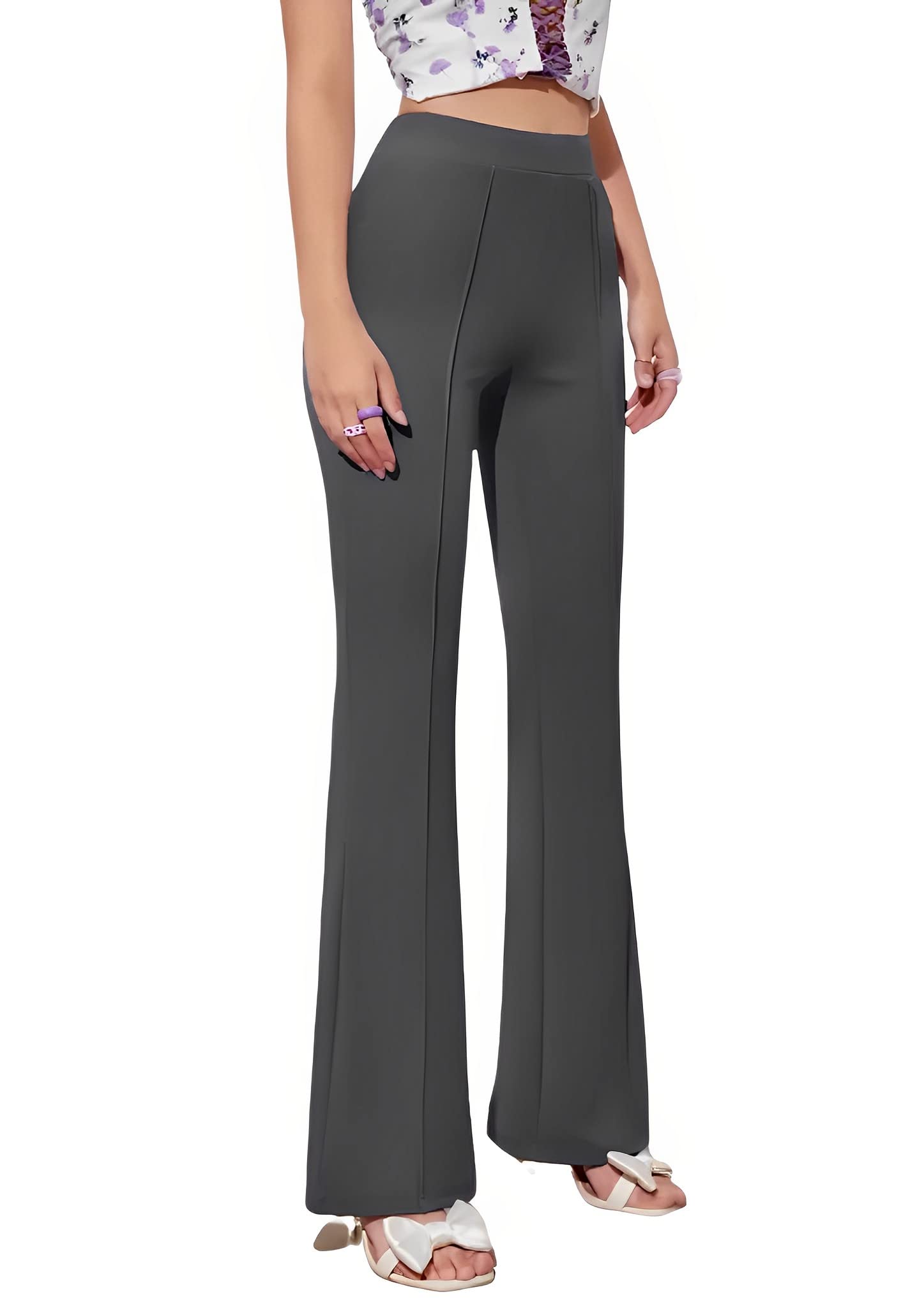 digital shopee Polyster Blend Bootcut Parallel Trouser Pants for Women Regular Fit, Bellbottom Straight Pants for Womens-picture-16