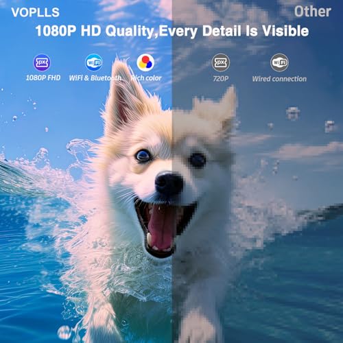Image of 【Electric Focus & Native 1080P】VOPLLS 1080P Smart Projector with WiFi and Bluetooth, Auto Focus & Keystone Portable Outdoor Projector, VOPLLS 4K Support Home Movie Projector