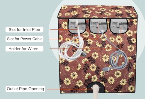 Image of Stylista PVC Washing Machine Cover Compatible for GODREJ 7KG Semi-Automatic Top Loading WSAXIS 70 5.0 SN2 T BR, Sprig Pattern Brick