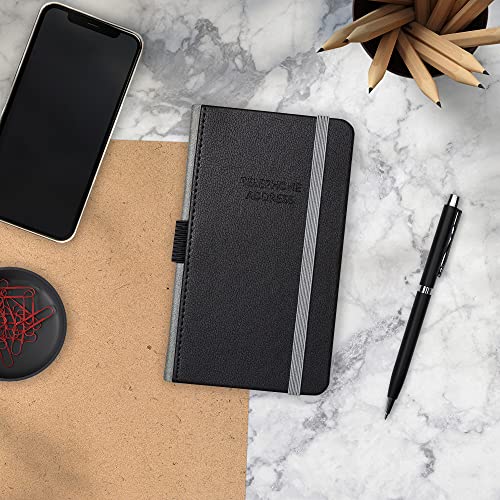 Skyline Address Book – Mini Telephone Contact Book With Password Log For Purse – Small Phone Number Book For Women & Men – Pocket Size, 3.5X6.2″, Hardcover (Black) #TOP5