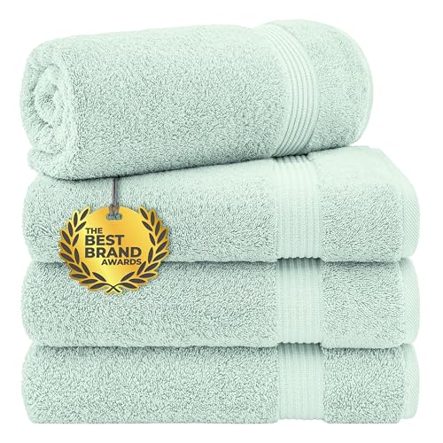 Cotton Paradise 100% Cotton Turkish Towel Set, Soft Absorbent Quick Dry, 4 Piece Bath Towel Set, Mint Green