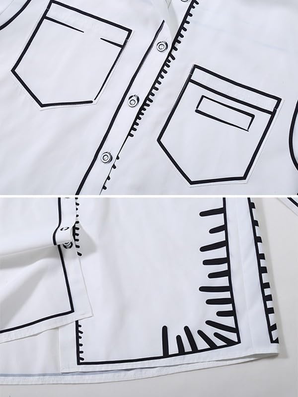 UOOZEE Blouses for Women Fashion, Long Sleeve Button Down Shirts Graffiti Dressy Casual Tops - Image 6