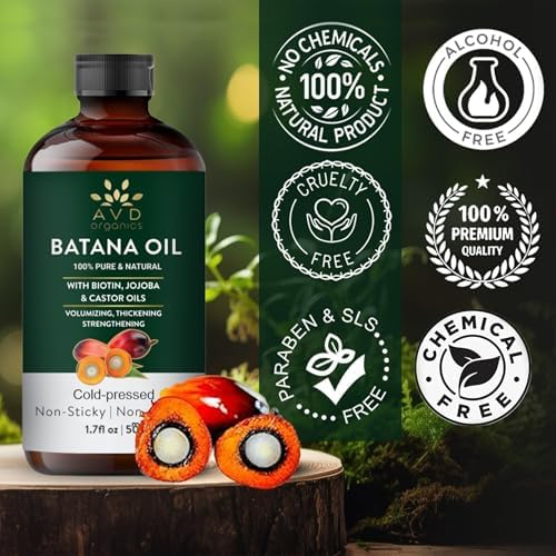 AVD ORGANICS Batana Oil for Hair | 100% Pure & Natural batana oil Hair Skin moisturizer Eyebrows | Ideal for Men & Women | 1.7fl.Oz - 3