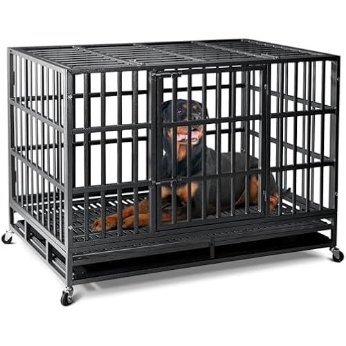 Oranland 48 Inch Heavy Duty Dog Crate,Upgraded Reinforced Baseplate