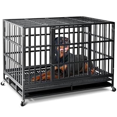 Oranland 48 Inch Heavy Duty Dog Crate,Upgraded Baseplate for Large Dogs