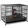 48 inch Heavy Duty Indestructible Dog Crate2025 New Upgraded Reinforced Baseplate for Large DogsXL Dog Crate for High Anxiety DogsMax Load Capacity 200lbsDouble Door with Wheels