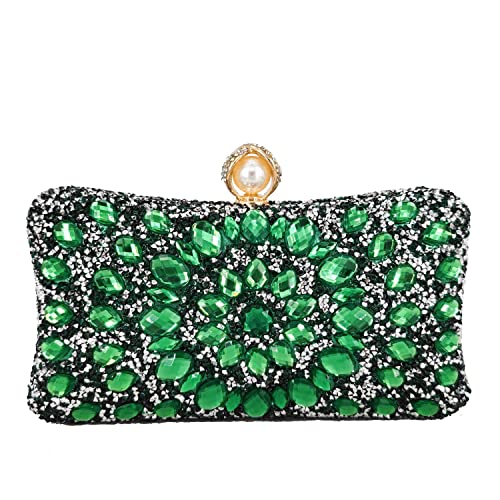 Image of Boutique De FGG Mini Pearl Clasp Crystal Clutch Purses for Women, Evening Bags Wedding Handbag, Party Rhinestone Clutch Bag