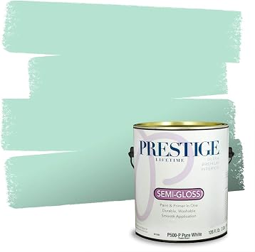 PRESTIGE Paints P500-P-584BM Interior Paint and Primer In One Semi-Gloss Comparable Match of Benjamin Moore, 1 gallon, St. JohnS Bay