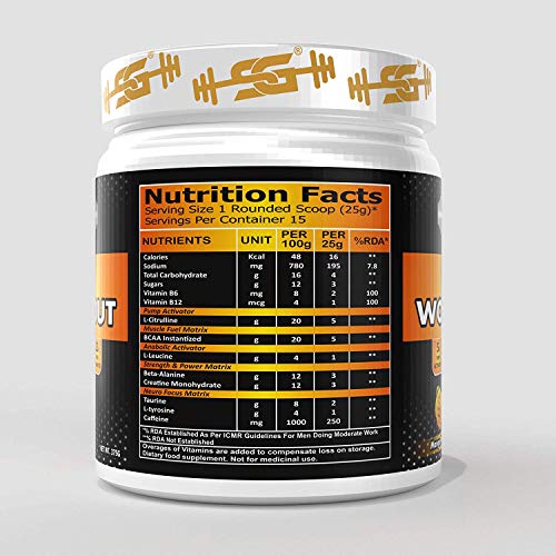 Sg Pre Workout Instant Boosts Strength And Energy Improves Exercise Performance Creatine Free Focus Pumps Lemon Flavour 375 Gm Amazon In Health Personal Care