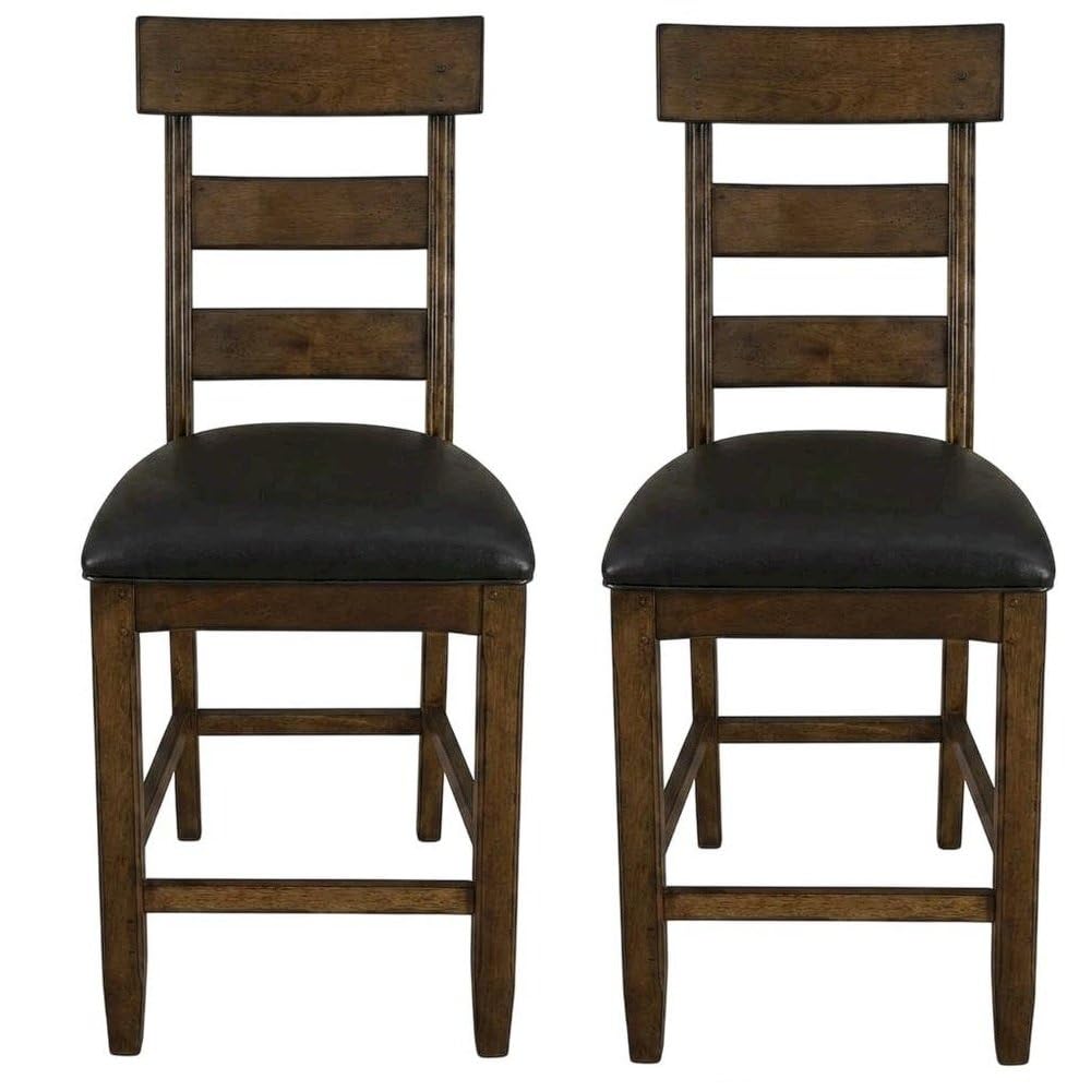 Brown Ozark Ladderback Counter Chair by Starlight Canyon Home – Solid Mango, Brown, Pack of 2