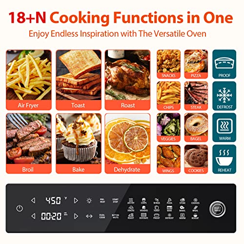 Aeitto® 32-Quart Pro Large Air Fryer Oven| Toaster Oven Combo | With Rotisserie, Dehydrator And Full Accessories | 19-In-1 Digital Airfryer | Fit 13" Pizza, 9Pcs Toast, 1800W, Black #TOP2