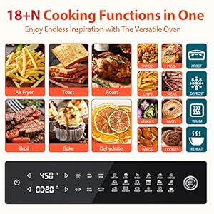 Aeitto 32 quart pro large air fryer oven toaster oven combo with rotisserie dehydrator and full accessories 19 in 1 digital airfryer fit 13 pizza 9pcs toast 1800w black  urban country home decor