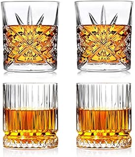 Hotrose Whisky Glass, Set of 4, Crystal Cocktail Whiskey Tumblers Glasses, 284 ml, Gift Set for Men, Classic Whiskey Tumblers for Cocktails (Classic 10oz)