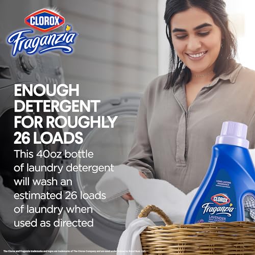 Image of Clorox Fraganzia Liquid Laundry Detergent, Lavender Eucalyptus, 40 Fl Oz | HE compatible, works in front and top load machines, long-lasting fragrance, 26 loads per bottle