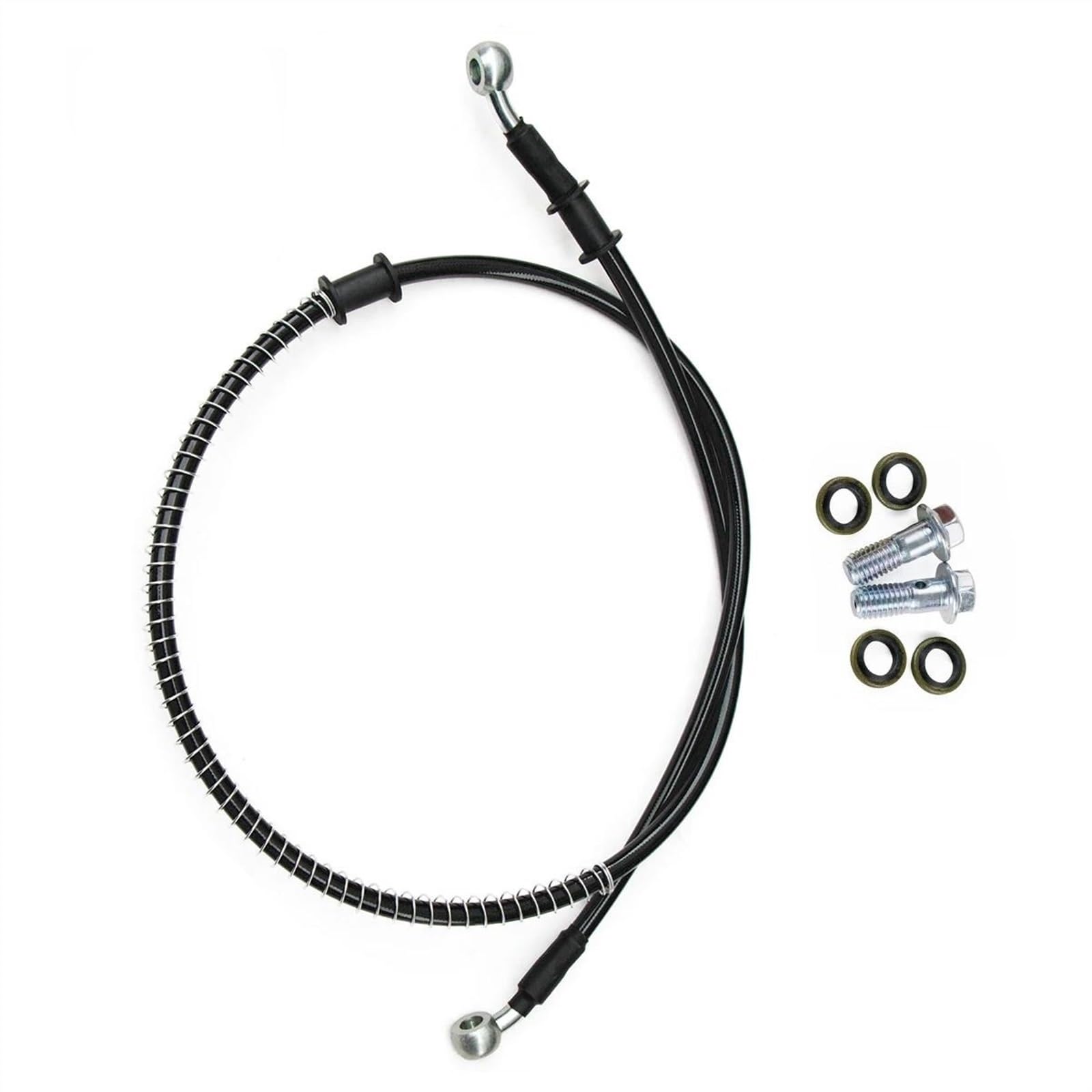 Ksxzw Black- Silver Motorbike Part Motorbike Accessories Motorcycle Hydraulic Brake Line Oil Hose Pipe 1800Mm/180Cm M8 28°-28°