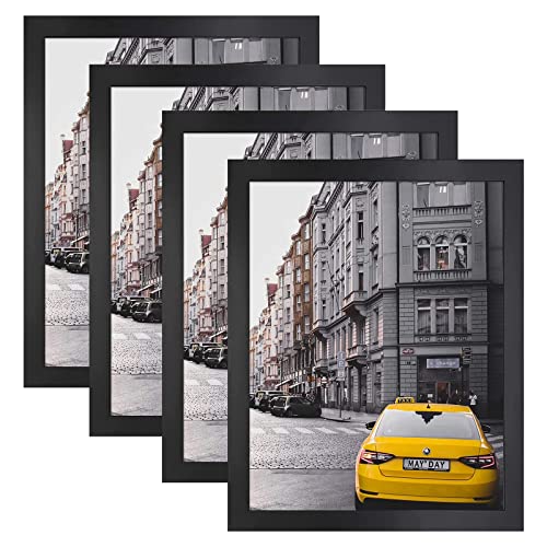 Image of Golden State Art, 16x20 Wooden Picture Frame with Tempered Glass and 1.25'' Wide (Black), Set of 4