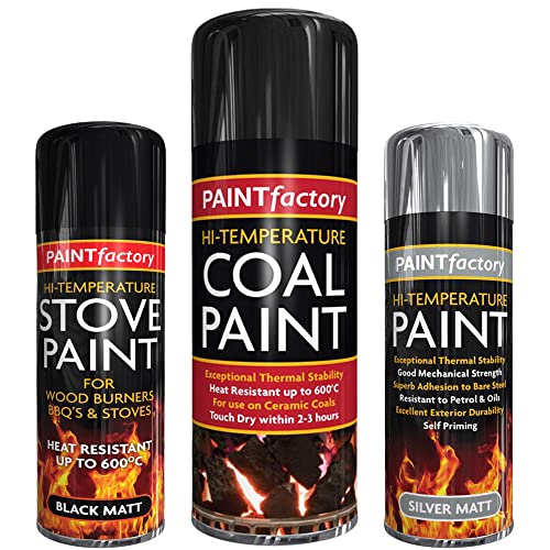 Classic Signature: 1 x Coal High Temperature Spray Paint 400ml, Stove Up To 600°C, Engine Exhaust Adhesion, Heat Resistant Wood Burners, BBQ Grill