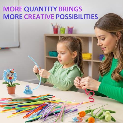 POIKSHARK 1500 PCS 30 Colors Quality Pipe Cleaners Bulk, Thick Pipe Cleaners Craft for DIY Craft Projects, Multicolored Limpia Pipas for Art Supplies & Materials, Rainbow Chenille Stems(12inch*6mm) - Image 5
