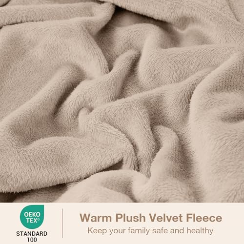 Image of Viviland Plush Micro Fleece Bed Sheet Set - Soft Fuzzy Polar Fleece Velour Velvet Sheets - Extra Warm Winter Fleece Bed Sheets with 15 inch Deep Pocket - Sand /Beige - King | Soft Flannel-like Fleece, 100% Polyester, Fluffy Velvety Feel, 200GSM, 15 inch Deep Pocket, Warm Winter Gift & Decor