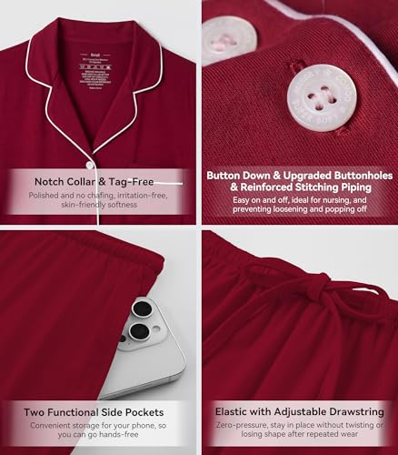 Image of WiWi Viscose from Bamboo Women's Pajamas Set Super Soft Button Down Top and Pants Sleepwear Cooling Pjs S-3X