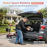 Foldable 4-Wheel Mobility Scooter for Adults – Portable Motorized Scooter with 330 lbs Capacity, Detachable Battery, Dual Baskets, Cup & Phone Holder, Red
