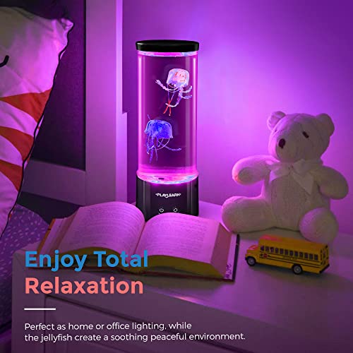 Playlearn Jellyfish Lamp - Color Changing Mood Light - Led Usb Electric Jelly Fish Light Lamp For Kids Or Adults - Ocean Decor - Fake Jelly Fish Lamp Mini Aquarium Tube Tank For Table, Desk – 11 Inch #TOP3