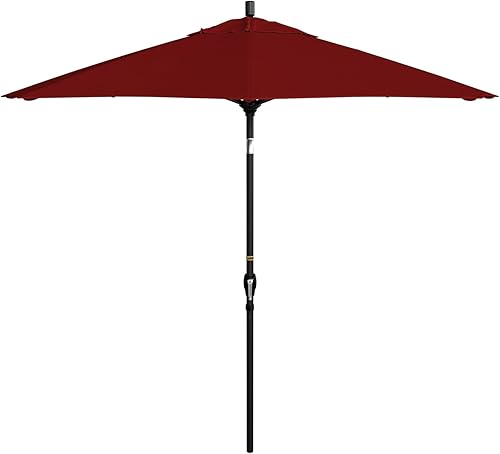 Miniatura 11 de California Umbrella Paraguas redondo de aluminio de 9 pies, manivela elevadora, botón de inclinación, poste negro, olefina azul escarcha