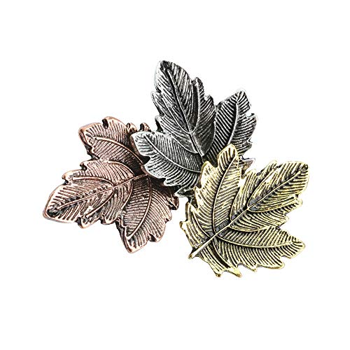 Image of Antique Plated Maple Leaves Brooch Suit Sweater Collar Lapel Metal Pin Leaves Brooches Accessories