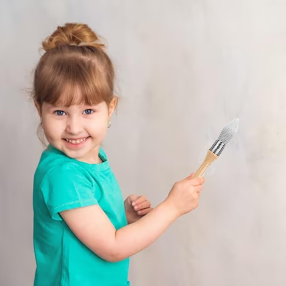 3 stuks ronde verfkwasten, kleine kwast voor muren, puntige fijne schilderkwast voor ramen en deuren, profielen, roestvrij stalen boog, ringborstel, raamkozijn, lakkwast voor huiswandranden