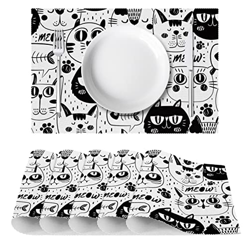 Set de table chat blanc et noir pour protéger la table des rayures et des taches