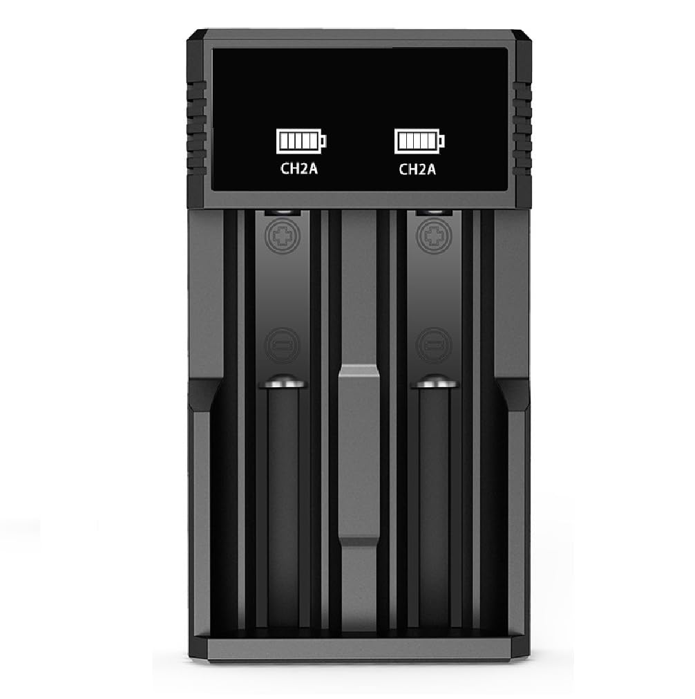 Yuntunele Universal 18650 Battery Charger,2 Bay Battery Charger for 3.7V Li-ion Rechargeable Battery 26650 18650 18500 18350 17670 16340 14500 14650
