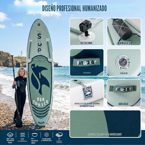 Miniatura 3 de Funwater Tabla De Surf De Remo, Hinchable, Accesorios Completos, Ajustable, Bomba, Mochila De Viaje Para Teléfono, Bolsa Impermeable, Aletas, Asiento De Kayak
