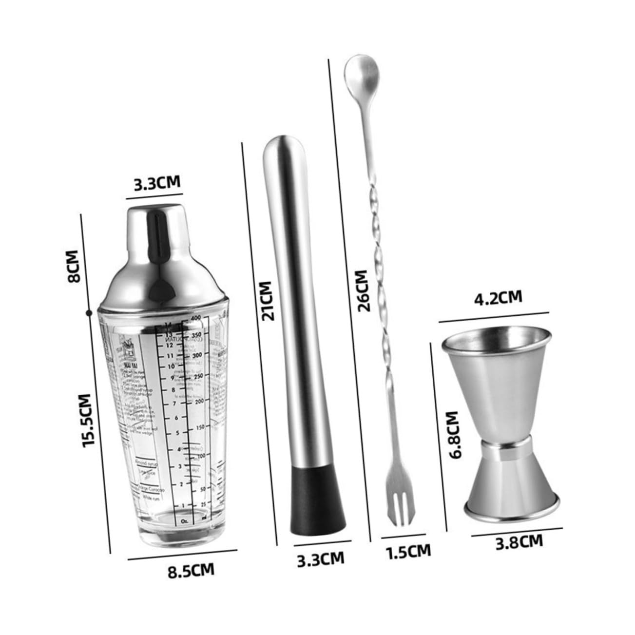 SOLUSTRE Coctelera de Acero Inoxidable Cocteleras Herramientas para Barman Equipos para Cócteles para Preparar Cócteles Casa