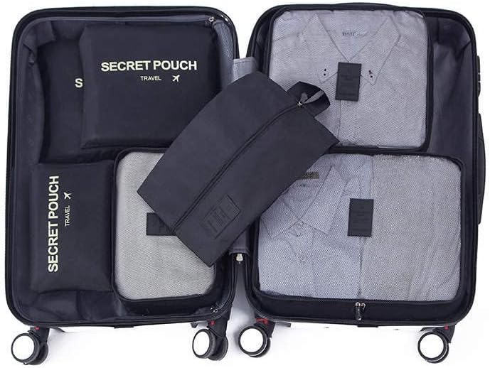 Travel Packing Cubes for Suitcase | Suitcase Organiser Bags | 7pcs (Black)