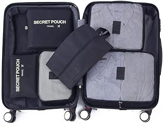 Travel Packing Cubes for Suitcase | Suitcase Organiser Bags | 7pcs (Black)