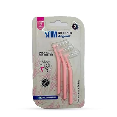 STIM Interdental Angular ISO 0-3's For Tight Gaps|Dentist Recommended|Easy Cleaning Between Teeth|Made In India|Pink|3 M