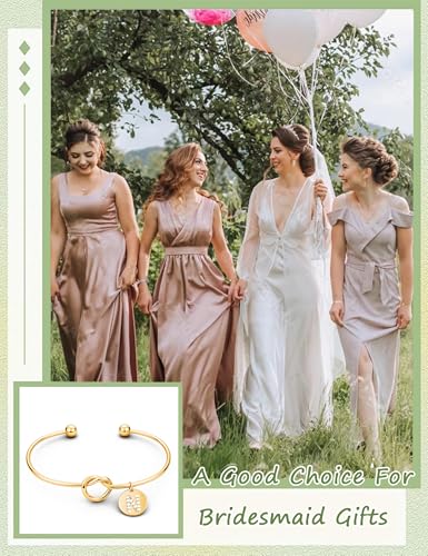 Image of Arletty Gold Initial Bracelets for Women - Adjustable Bangles Dainy Knot Cuff, Gold Letter Initial Jewelry for Women
