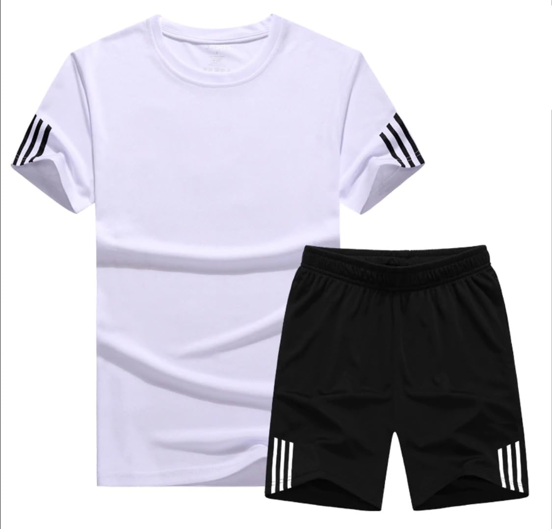 joggers park Men's Polyester Stretchable Knee-Length Co-Ord Set | Casual 2-Piece Outfit | Comfortable T-Shirt and Shorts Set-picture-27