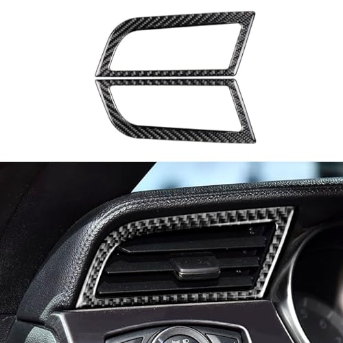 Real Carbon Fiber Car Dashboard Side Air Conditioning Outlet A/C Vent Frame Trim Sticker Compatible with Ford Mustang 2015 2016 2017 2018 2019 2020 Auto Premium Interior Accessories