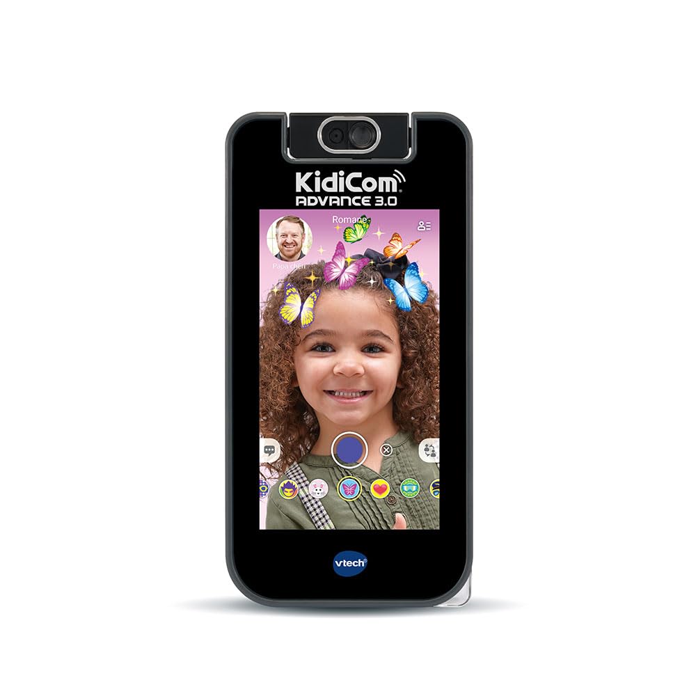 VTech - KidiCom Advance 3.0 Noir, Portable Enfant sans Forfait Sécurisé – 6/12 Ans – Contenu en Français