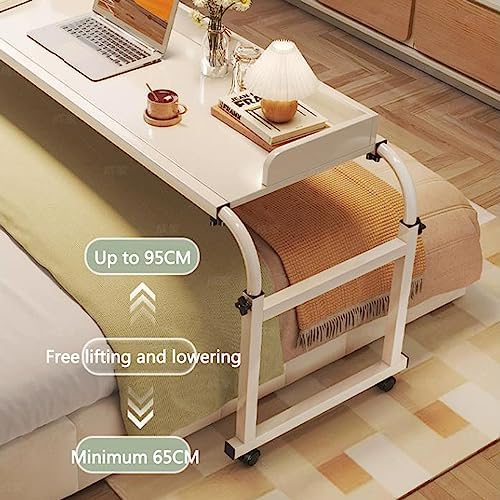 Overbed Table Over-Bed Tables, Overbed Table with Wheels Computer Workstation Height Adjustable Computer Desk Standing Workstation Food Tray Desk Rolling Medical Table