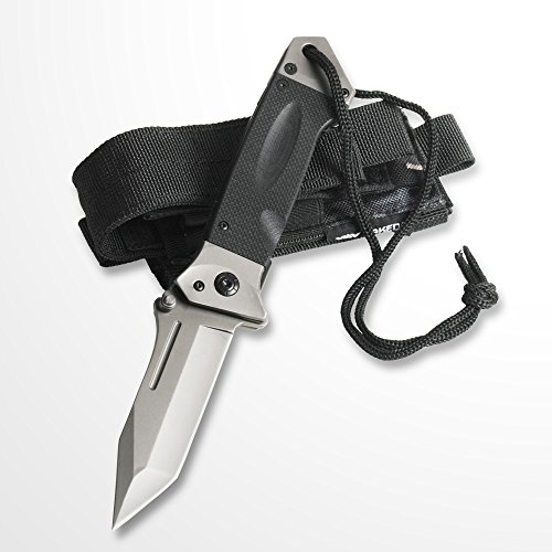 Etrading Assisted Opening Tactical Folding Knife G10 Handle 8Cr14Mov Steel Blade w/Pouch