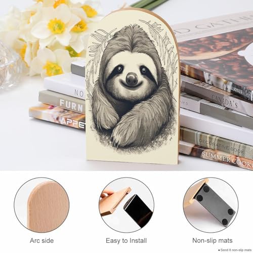 Evite la caída de libros con el sujetalibros de madera resistente universal Sloth My Spirit 5