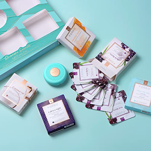 Foreo Skincare Secrets Gift Set: Ufo Mini 2 + 32 Ufo Power Activated Face Masks, 2-Min Full Facial Led Therapy Device, Warming, T-Sonic Massage, Hydrating, Rejuvenating #TOP2