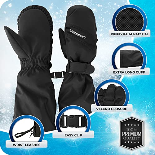 Windrider Toddler Waterproof Mittens, Super Warm, Wrist And Elbow Cinch, Over-The-Jacket Design, With Pairing Clip, For Unisex Kids And Baby, 1-2 Years Old #TOP1