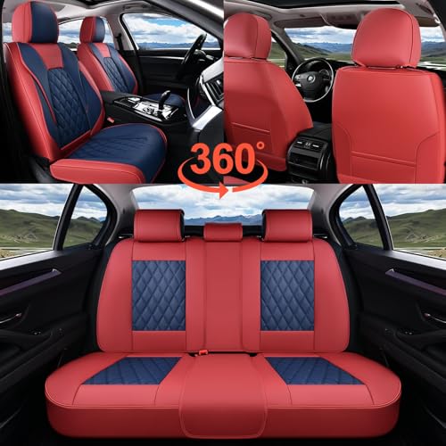 Coverado Leather Car Seat Covers, Automotive Seat Cover Waterproof Seat Covers for Cars, 2 Pack Leather Seat Covers, Driver Seat Cover Car Seat Cushion Protector Universal Fit for Most Cars - Red&Blue by Coverado - Used condition - Image 8