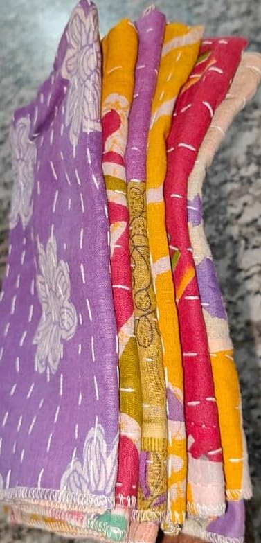 Vintage Cotton Kantha Handmade Napkin Kitchen Towels Table Home Decor Bohemian Patchwork Recycled, Washable, Everyday Use, Parties, Weddings, Birthdays image 2