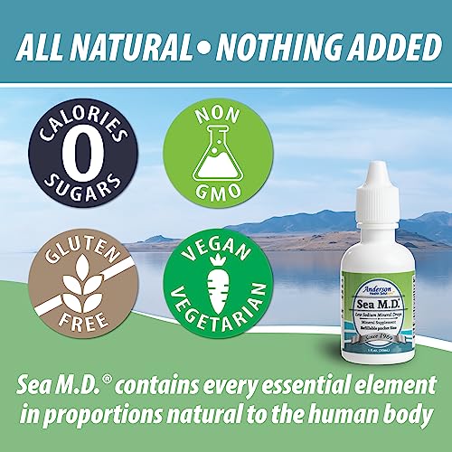 Anderson's Sea M.d. Concentrated Trace Mineral Drops, Ionic Electrolyte Magnesium Supplement, Aids In Muscle Cramps, Joint Health, Liquid Magnesium, Easy To Take (1 Ounce) #TOP4